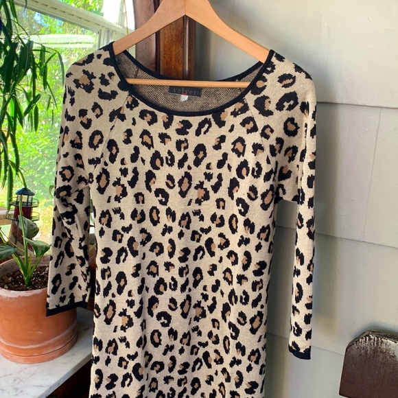 Velvet by Graham & Spencer Anthropologie Dress Cashmere Blend Leopard Animal - Picture 3 of 5